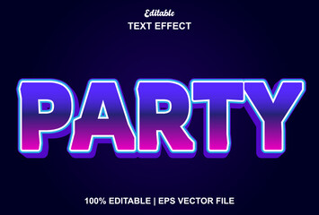 party text effect in 3d style and editable
