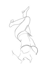 Continuous line Naked woman or one line drawing on white isolated background.