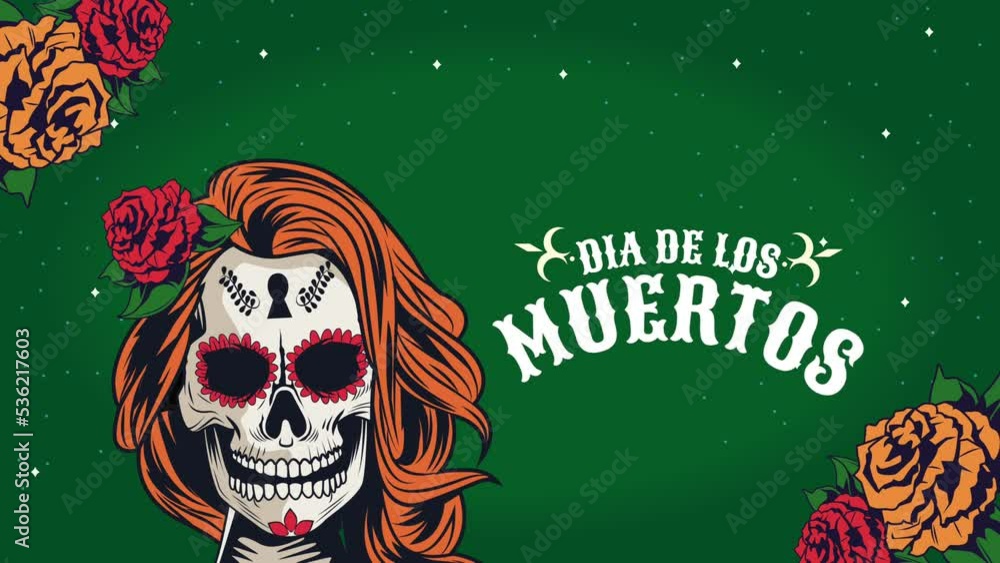 Canvas Prints dia de los muertos lettering with katrina