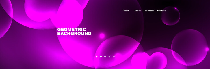 Neon glowing bubbles, circles magic energy space light concept, abstract background wallpaper design