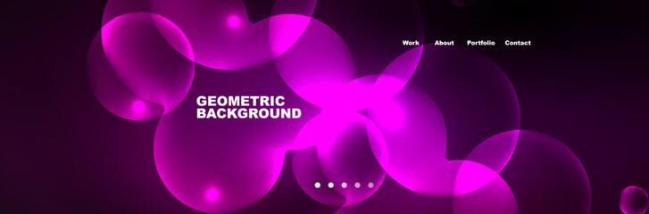 Neon glowing bubbles, circles magic energy space light concept, abstract background wallpaper design