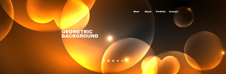 Neon glowing bubbles, circles magic energy space light concept, abstract background wallpaper design