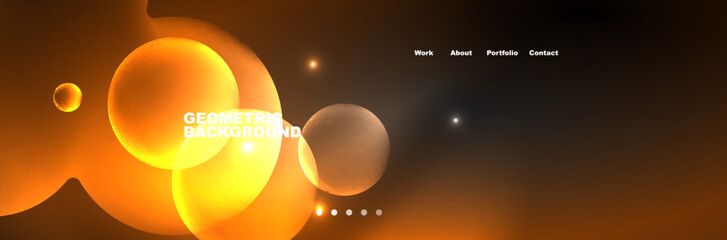 Shiny neon circles and bubbles, dark abstract background with blurred magic neon light, wallpaper design