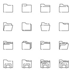 File and Folder Line Icon Set