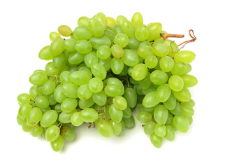 Green grapes on white background