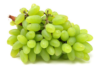 Green grapes on white background