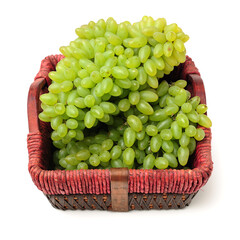 Green grapes on white background