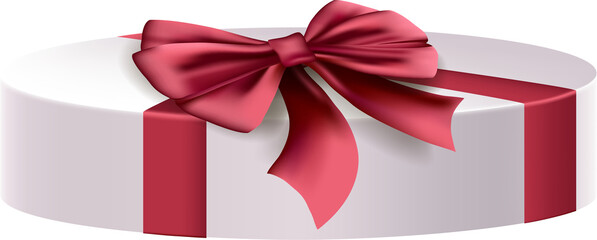 White gift box with red bow for christmas or birthday