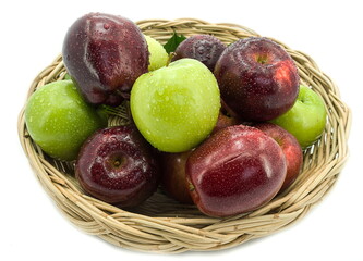 Fresh apples in  basket on a white background.