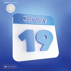 Calendar january 19 3d premium