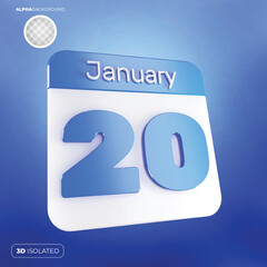 Calendar january 20 3d premium