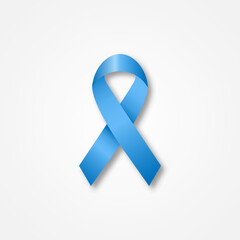 Blue ribbon isolated a on white background vector illustration.mens health awareness month symbol