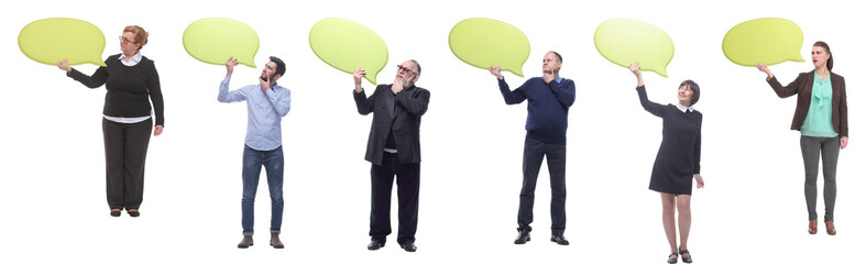 group of successful business people with comments