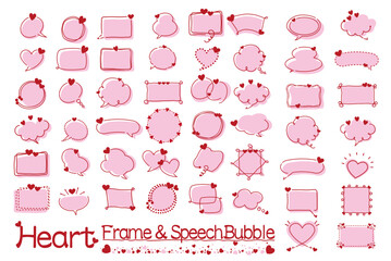 ハートのフレームと吹き出し　50セット