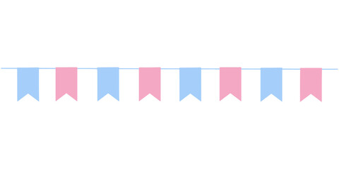 Pastel Blue and Pink Flag Birthday Party Banner Illustration