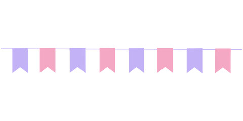Pastel Pink and Purple Flag Birthday Party Banner Illustration