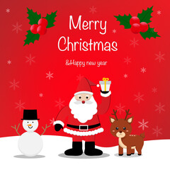 Fototapeta na wymiar Paper art of Santa Claus offer gift box and red paper banner stock illustration