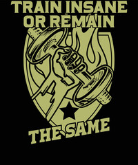 Train insane or remain the same, workout and Fitness shirt