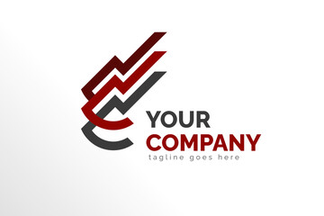 Simple Isolated Modern Trading Logo Template in red and black color, for your Business, Brand, Company, Corporation, and Many More