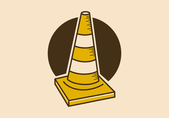 Vintage art illustration of traffic cone