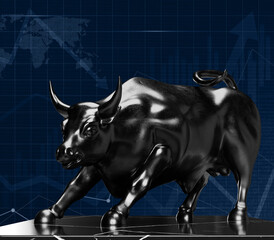 Stock market bull market. upward trend charts on the investment platform isolated background. 3d rendering Illustration