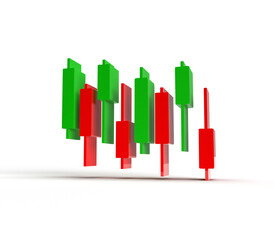Candlestick chart, financial and stock markets, Minimal concept trading cryptocurrency, investment trading, exchange, isometric, financial, index, Bullish, forex.
