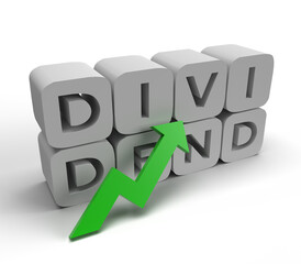 Dividend stock financial arrow green
3d rendering illustration.