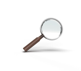 magnifying glass isolated background.
3d rendering illustration.