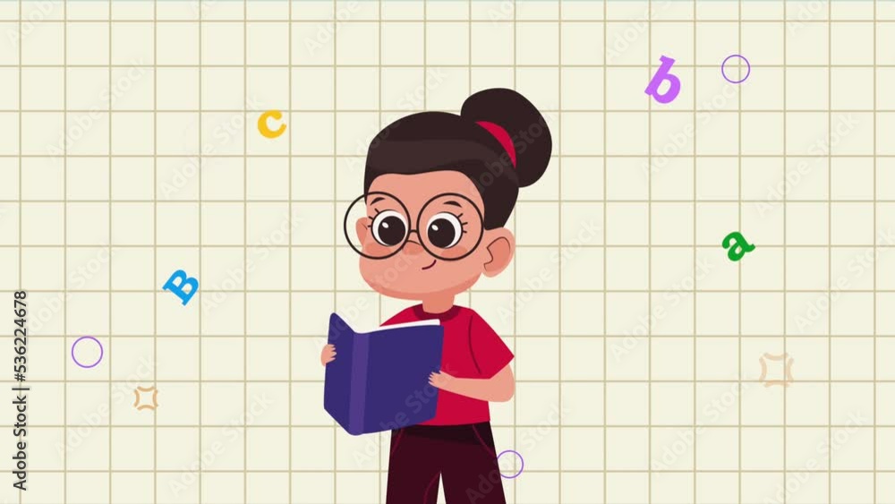 Poster female teacher reading book character