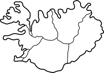 doodle freehand drawing of iceland map. 