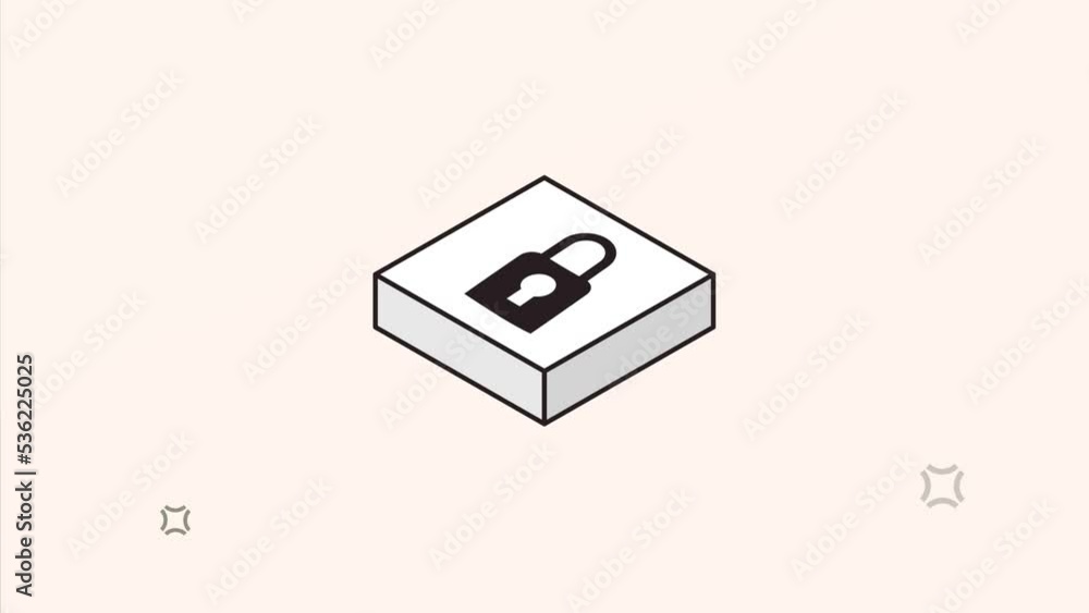 Poster safe secure padlock button animation