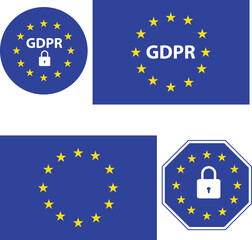 General Data Protection Regulation (GDPR). Euro Security Lock icons. flat style.