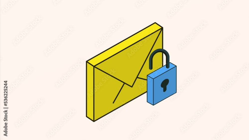 Poster safe secure padlock with envelope animation