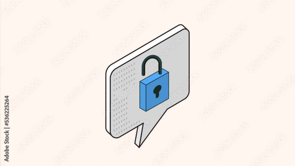 Poster safe secure padlock in bubble animation