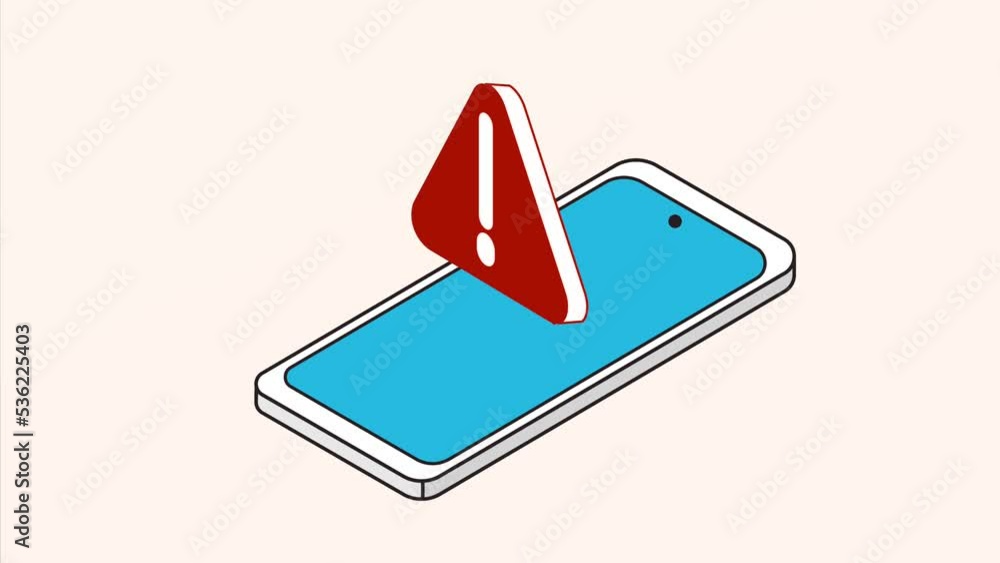 Poster smartphone device with alert symbol animation