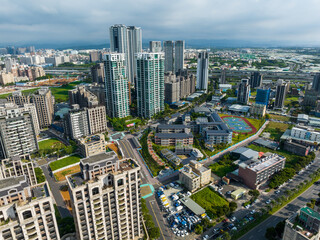 Fototapeta premium Top view of the city in Linkou district in New Taipei City of Taiwan