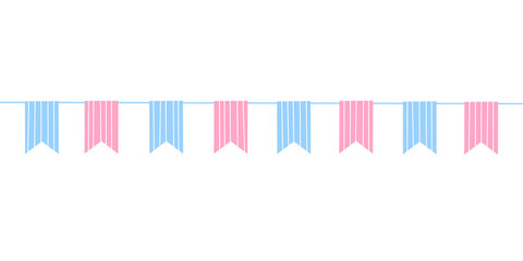 Pastel Blue and Pink Birthday Flag Party Banner Illustration