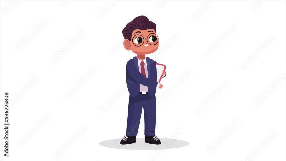 Poster business man with character animation
