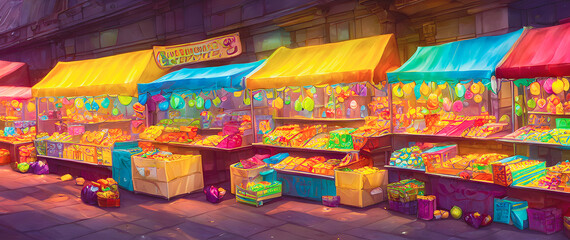 Fototapeta na wymiar Artistic concept painting of a outdoor marketplace , background illustration.