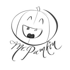 Halloween pumpkin handwriting calligraphy word 