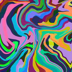 Fototapeta na wymiar Abstract vibrant colored wavy stripes layered pattern