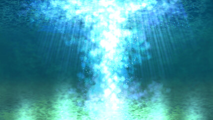 Texture of sea foam in the blue water, underwater ocean background