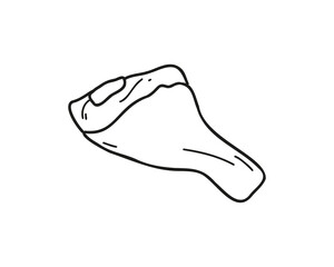 A piece of fresh chicken leg on a white background doodle, hand drawn or linear. Flat vector illustration