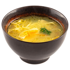 Bowl of chicken noodle soup