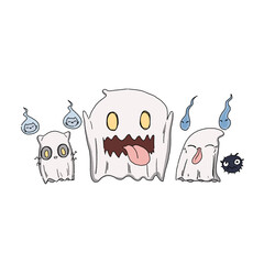 Set of cute ghost characters.