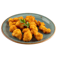 Portion of battered cauliflower appetizer 