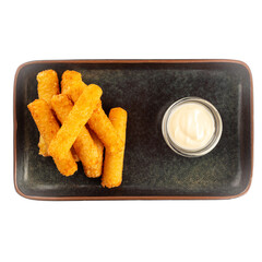 Portion of fried mozzarella cheese sticks