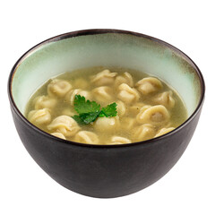 Bowl of boiled russian pelmeni dumplings