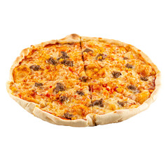 Isolated png pizza with meatballs