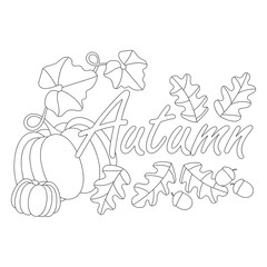 Autumn coloring book page for children. Vector illustration